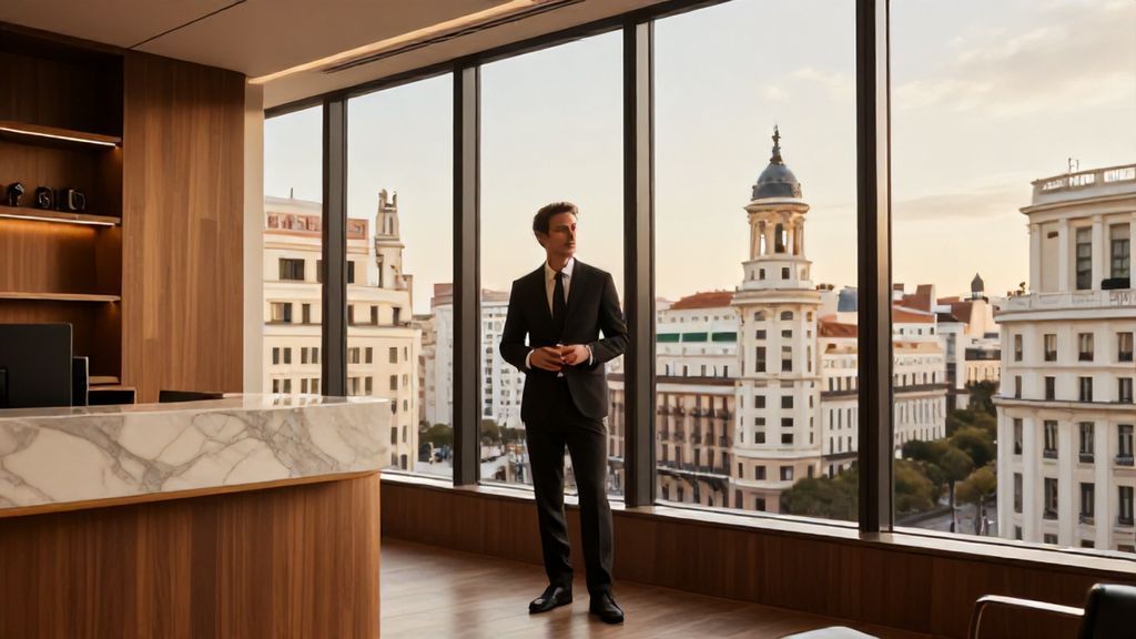 Mentor de estrategia digital en su oficina de Madrid